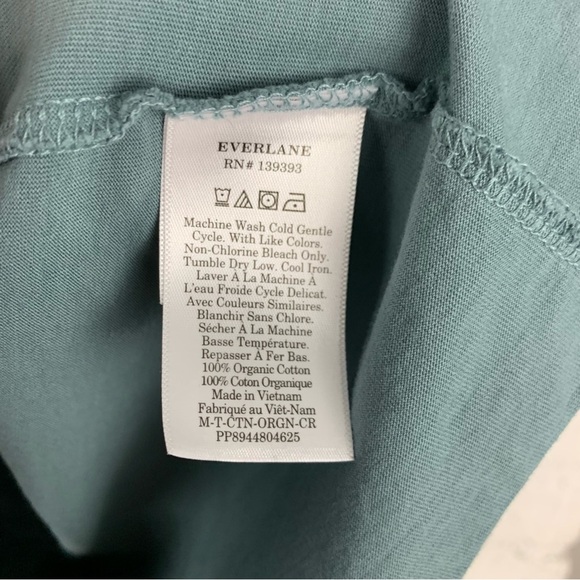Everlane Uniform Organic Cotton Short Sleeve Crew Neck Tee Shirt Evergreen Large - Picture 4 of 6